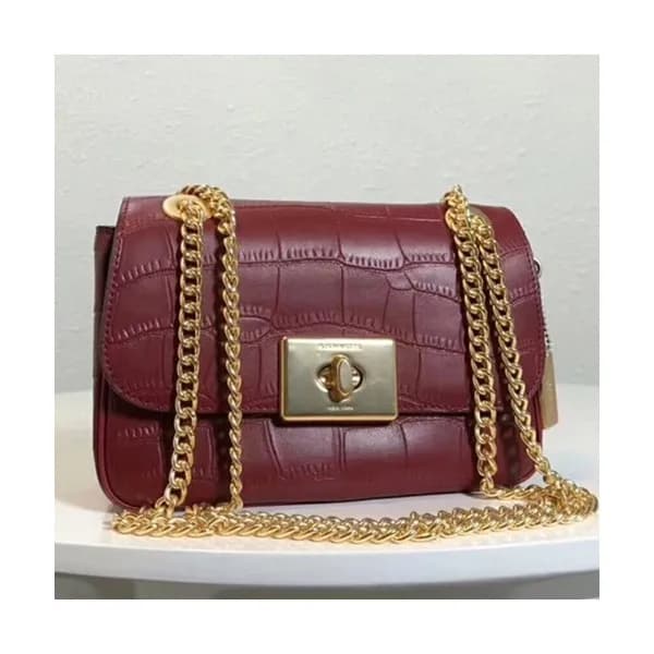 Coach Leather Chain Shoulder Bag,24cm - 코치 레더 체인 숄… - 1