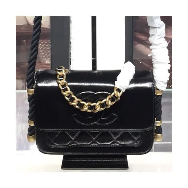Chanel Leather Chain Flap Tote Shoulder Bag ,22CM … - 1
