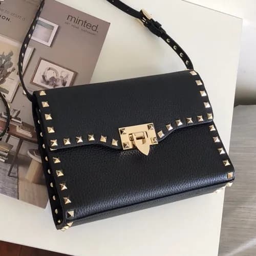 Valentino 2019 Leather Rockstud Shoudler Bag,22.5C… - 1