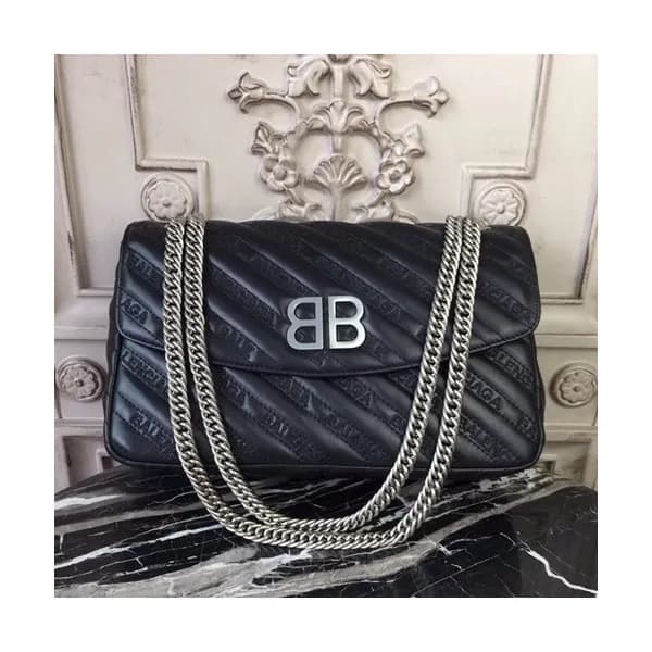 Balenciaga 2019 Lock Round Leather Chain Shoulder … - 1