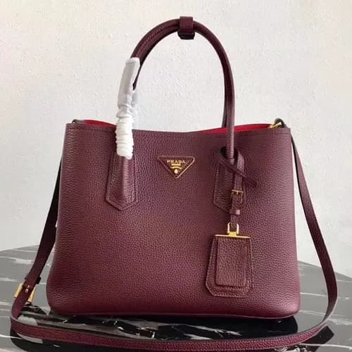 Prada 2019 Vitello Daino Double Leather Tote Shoul… - 1