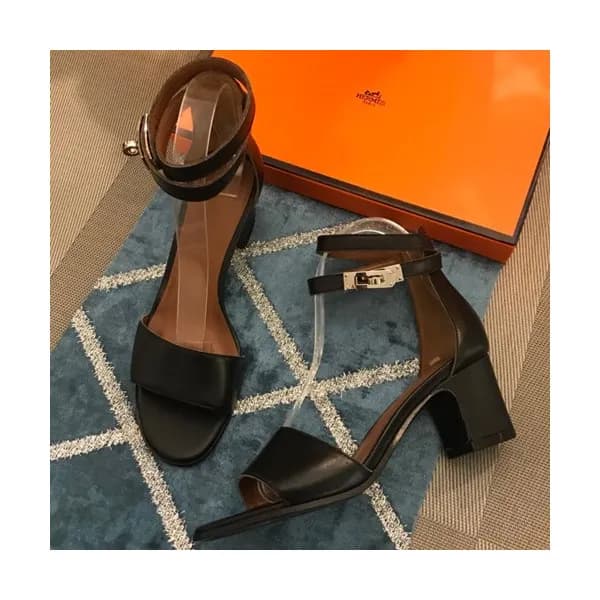 Hermes 2019 Ladies Leather Middle Heel Sandal - 에르… - 1