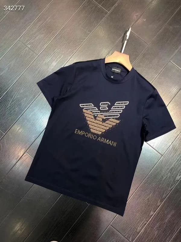 [알마니]Armani 2022 Mens Logo Silket Short Sleeved Ts… - 1