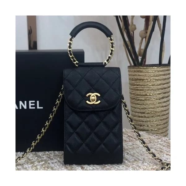 Chanel 2020 Leather Chain Shoulder Bag / Phone Bag… - 1