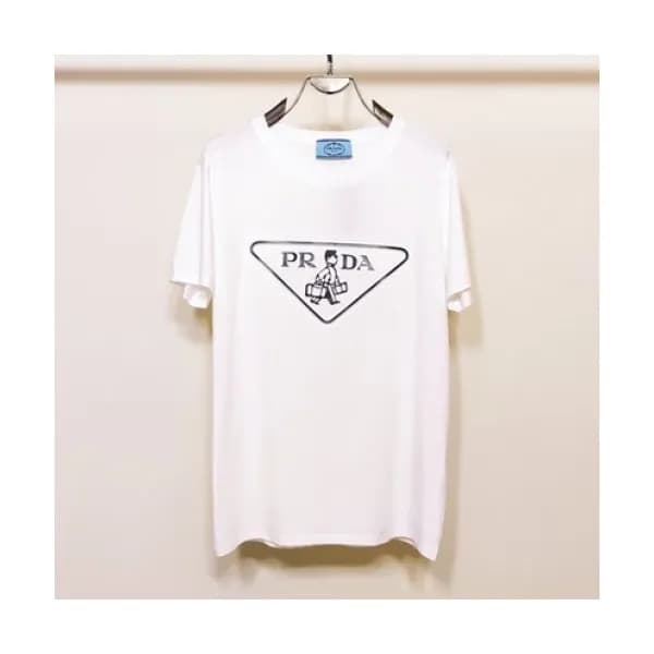 Prada Mens Basic Logo Short Sleeved Tshirts White… - 1