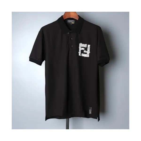 Fendi Mens Logo Casual Short Sleeved Tshirts Blac… - 1
