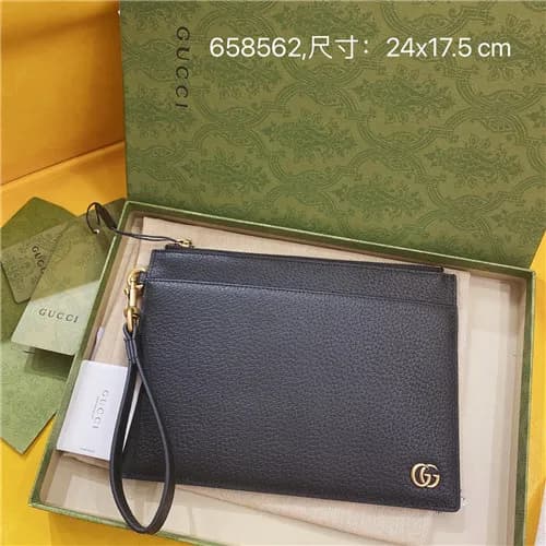 [구찌]Gucci 2021 Men's Leather Clutch Bag,23cm,G… - 1