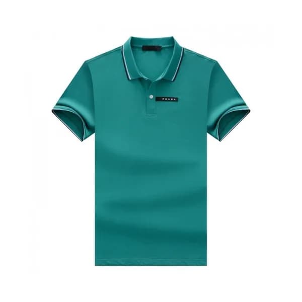 Prada Mens Basic Logo Cotton Short Sleeved Polo T… - 1