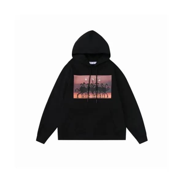 Off-white Mens Logo Cotton Hoodie Black - 오프화이트 2… - 1