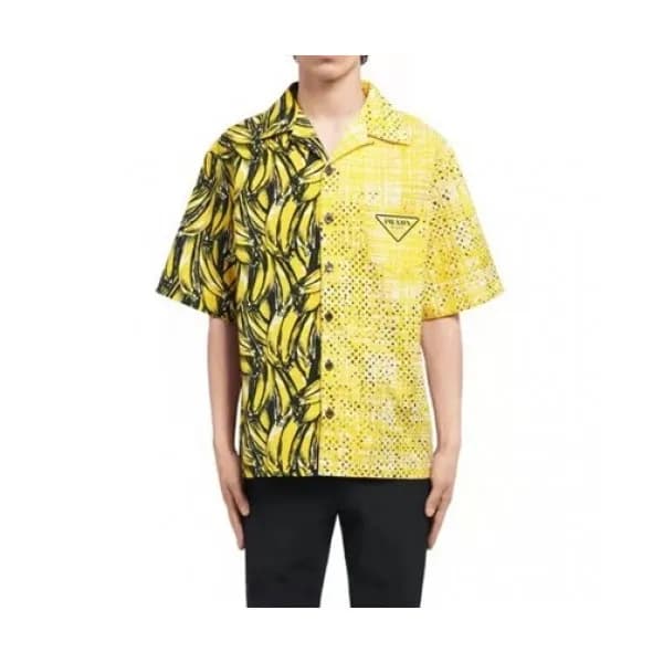 Prada Mens Basic Logo Short Sleeved Tshirts Yello… - 1