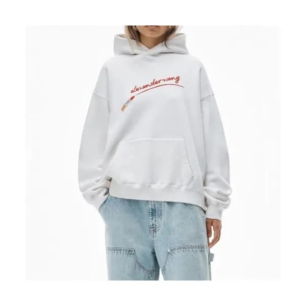 Alexsander Wang Mm/Wm Logo Cotton Hoodie White -… - 1