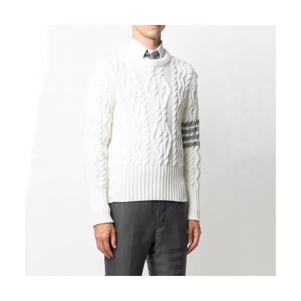 Thom Browne Unisex Strap Crew-neck Wool Sweaters … - 1