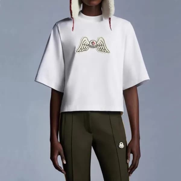 몽클레어 남/녀 화이트 반팔 티셔츠 - Moncler Unisex White Tshirts… - 1