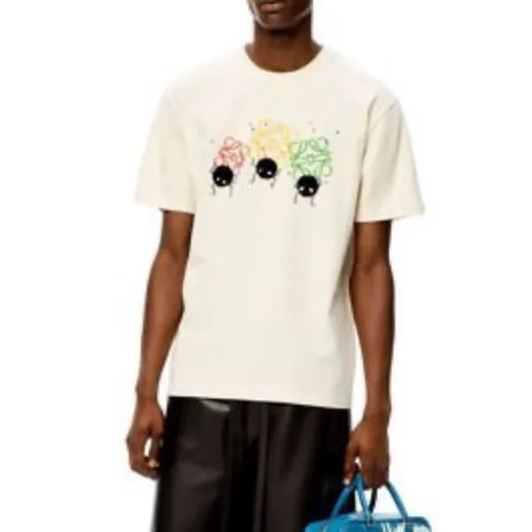 로에베 남자 이니셜 아이보리 반팔티 - Unisex Ivory Tshirts - loe05… - 1