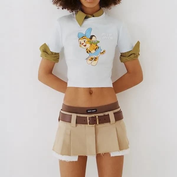 미우미우 여성 크루넥 화이트 반팔티 - Ladys White Tshirts - miu024… - 1
