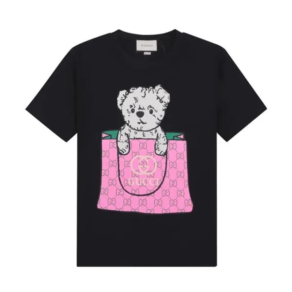 구찌 남/녀 크루넥 블랙 반팔티 - Unisex Black Tshirts - guc0468… - 1
