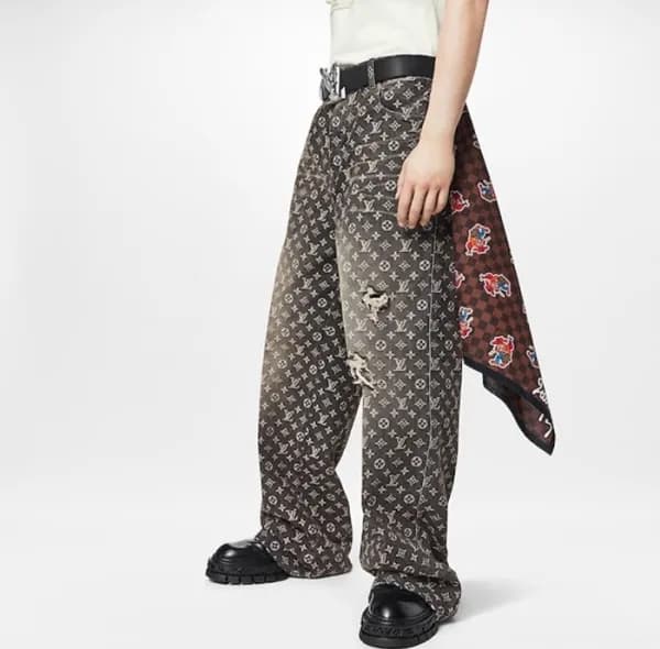 루이비통 남성 캐쥬얼 블랙 청바지 - Louis vuitton Mens Black Jean… - 1