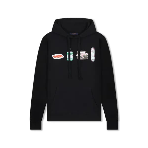 루이비통 남자 베이직 블랙 후드티 - Louis vuitton Mens Black Hood… - 1