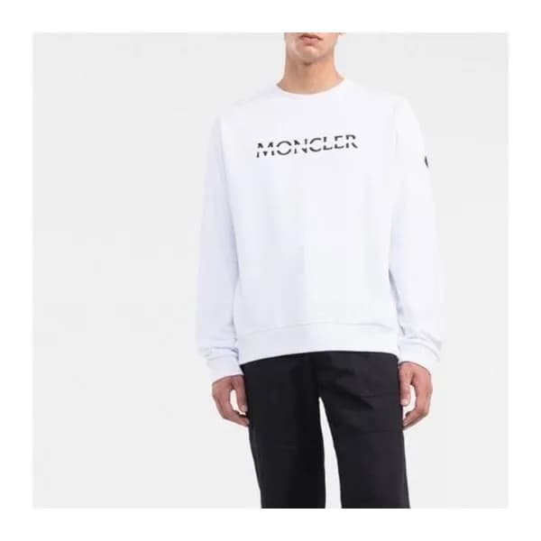 몽클레어 남성 화이트 크루넥 긴팔티 - Moncler Mens White Tshirts -… - 1