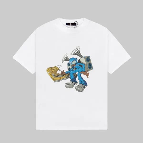 루이비통 남성 화이트 크루넥 반팔티 - Louis vuitton Mens White Sho… - 1