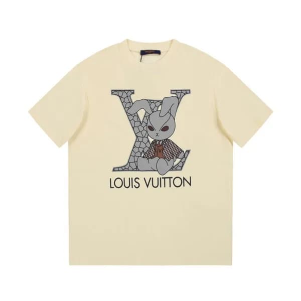 루이비통 남성 아이보리 크루넥 반팔티 - Louis vuitton Mens Ivory Sh… - 1