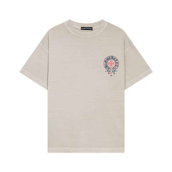 크롬하츠 남성 베이지 크루넥 반팔티 - Chrom Hearts Mens Beige Shor… - 1