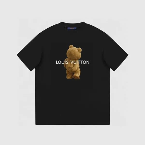 루이비통 남성 블랙 크루넥 반팔티 - Louis vuitton Mens Black Shor… - 1