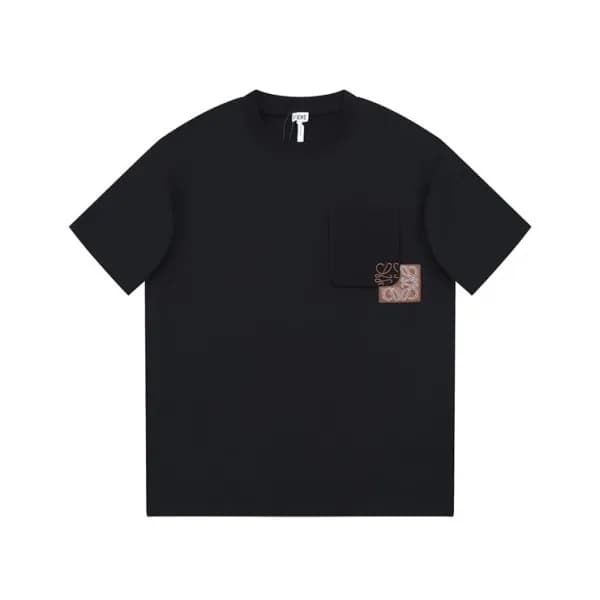 로에베 남/녀 이니셜 블랙 반팔티 - Loewe Unisex Black Short slee… - 1