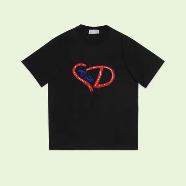 디올 남성 블랙 크루넥 반팔티 - Dior Mens Black Short sleeved T… - 1