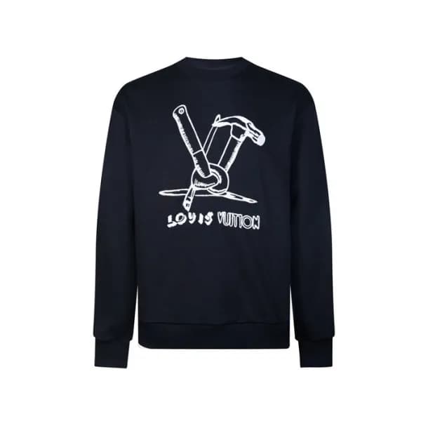 루이비통 남성 블랙 맨투맨 - Louis vuitton Mens Black Tshirts … - 1