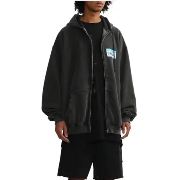 베트멍 남성 다크 그레이 집업 후드티 - Vetements Mens Dark-gray Ho… - 1