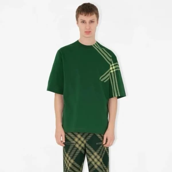 버버리 남성 그린 크루넥 반팔티 - Burberry Mens Green Tshirts - … - 1
