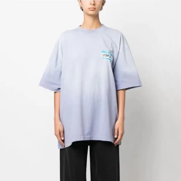 베트멍 남/녀 퍼플 반팔 티셔츠 - Vetements Unisex Purple Tshirt… - 1