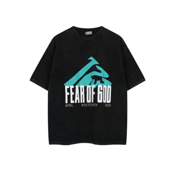 피어오브갓 남성 블랙 반팔 티셔츠 - Fear of god Mens Black Tshirt… - 1