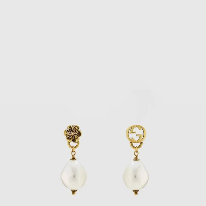 구찌 여성 인터로킹 G 플라워 펄 이어링 - Gucci Womens Interlocking G Flower Pearl Earring - acc10951x - 1