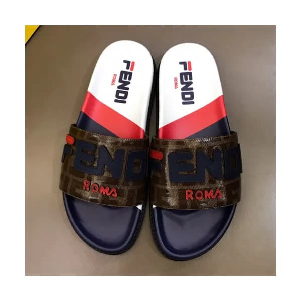 [여름추천템]Fendi 2019 Mens Logo Leather Slipper - 펜디 남… - 1
