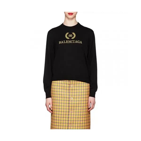 Balenciaga 2019 Womens Crew - neck Logo Wool Sweat… - 1