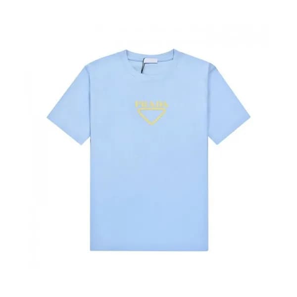 Prada Mens Basic Logo Short Sleeved Tshirts Blue … - 1