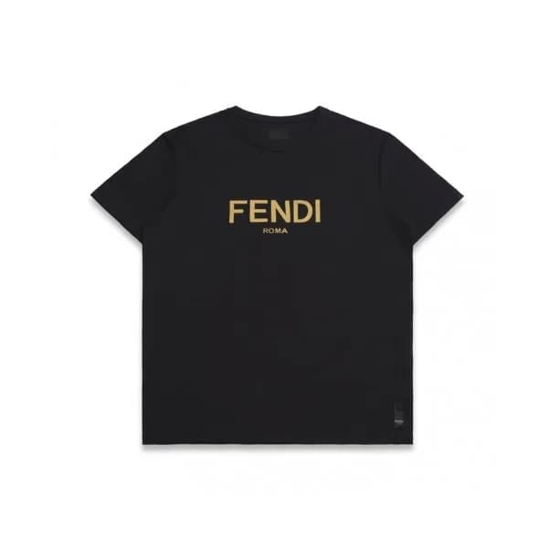 Fendi Mm/Wm Logo Casual Short Sleeved Tshirts Bla… - 1