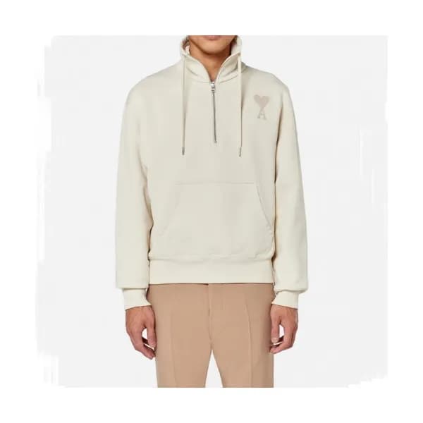 Ami Mens Logo Casual Cotton Man-to-man Ivory - 아미 … - 1