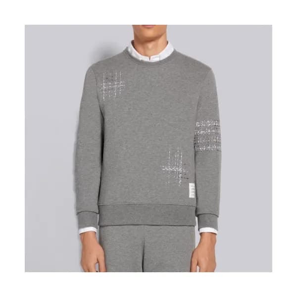 Thom Browne Mens Strap Crew-neck Cotton Tshirts G… - 1