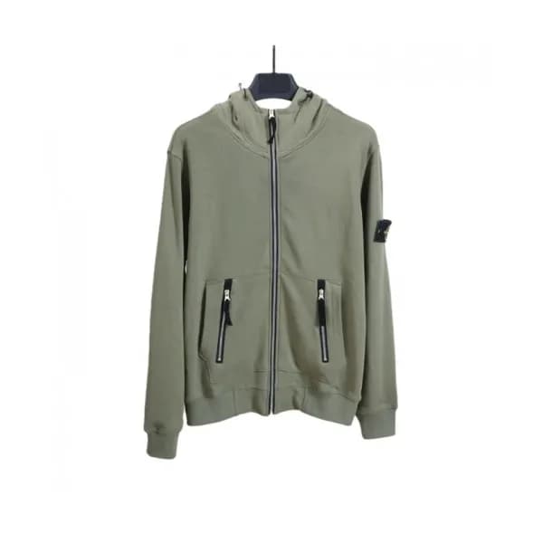 Stone Island Mens Logo Cotton Hoodie Khaki - 스톤아… - 1