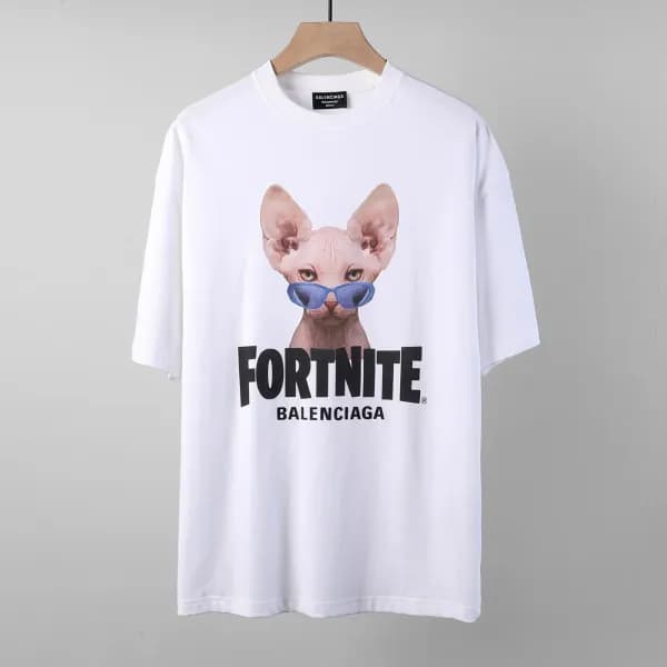 발렌시아가 남/여 크루넥 화이트 반팔티 - Unisex White Tshirts - bal… - 1
