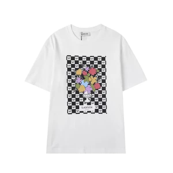 랑방 남/여 화이트 반팔티 - LANVIN Unisex White Tshirts - lan…