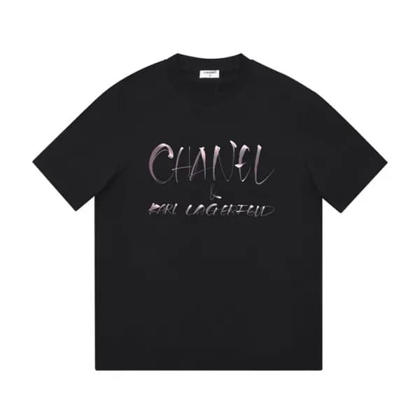 샤넬 남/여 크루넥 블랙 반팔티 - Unisex Black Tshirts - chl0837… - 1