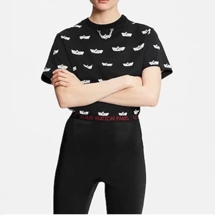 루이비통 여성 블랙 반팔티 - Louis vuitton Womens Black Tshirt… - 1