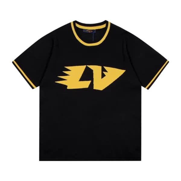 루이비통 남성 블랙 크루넥 반팔티 - Mens Black Tshirts - lou04096… - 1