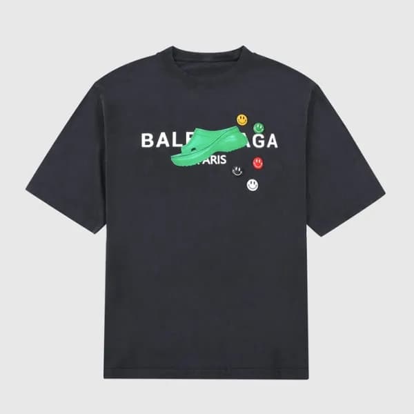 발렌시아가 남성 크루넥 블랙 반팔티 - Mens Black Tshirts - bal0137… - 1