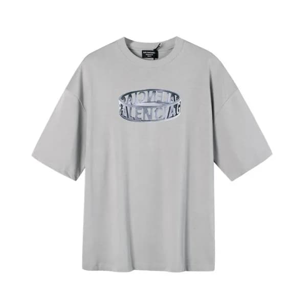 발렌시아가 남성 크루넥 그레이 반팔티 - Mens Gray Tshirts - bal0139… - 1