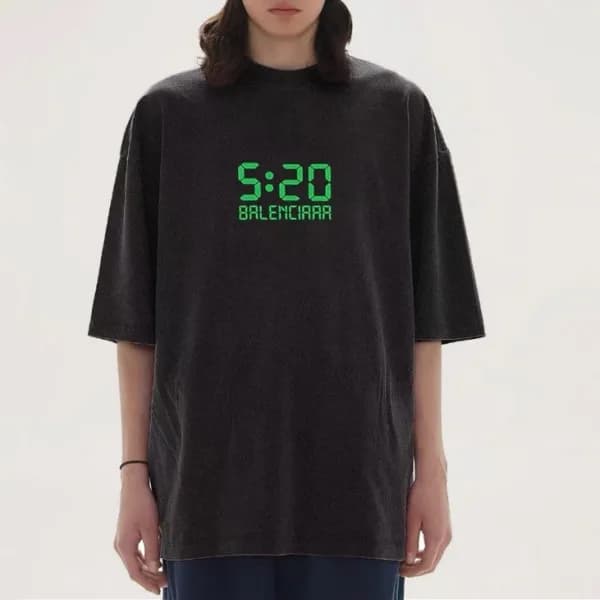 발렌시아가 남성 크루넥 블랙 반팔티 - Mens Black Tshirts - bal0148… - 1